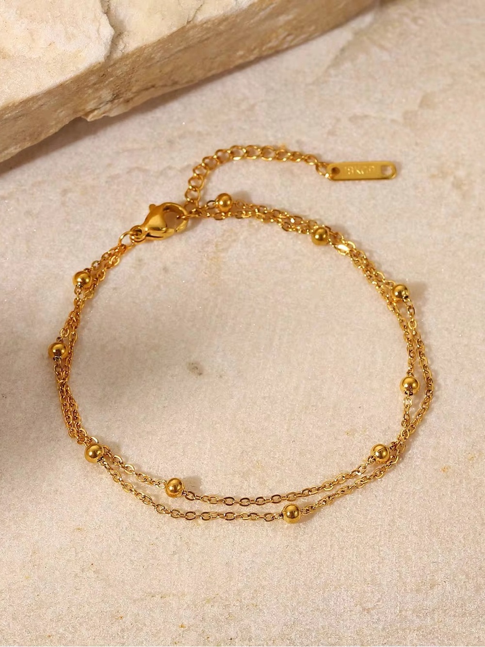 18K Gold Plated Double Layer Beaded Bracelet